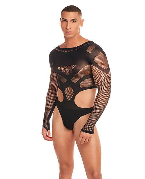 Rainbow Party Out of Orbit Mesh Bodysuit - Black