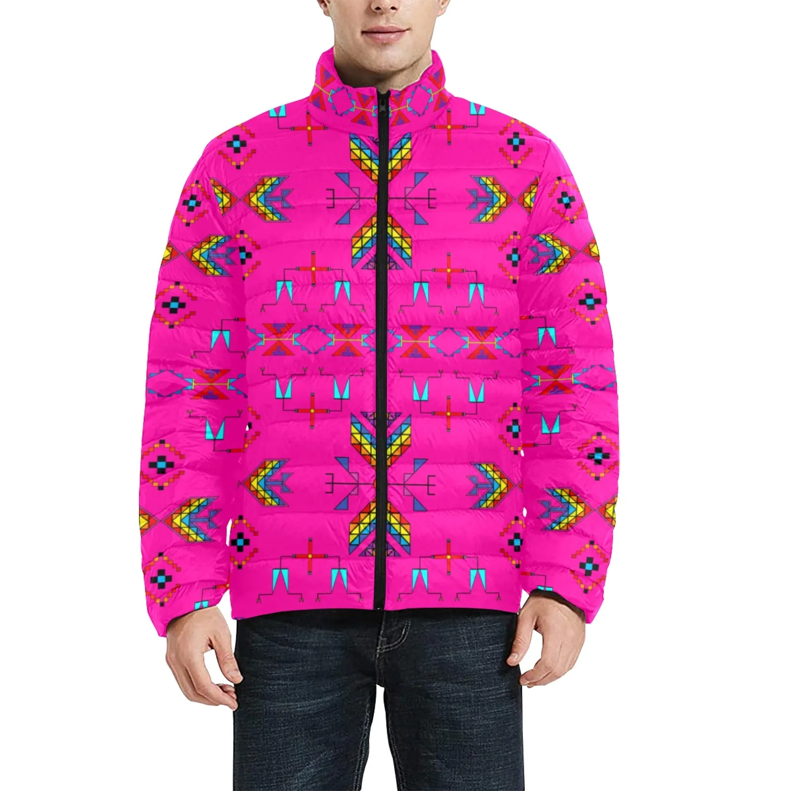 Rainy Chief Rainbow Hot Pink Men's Padded Jacket