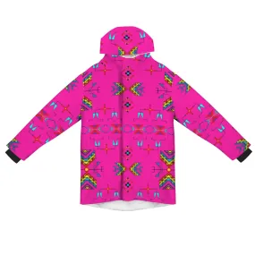 Rainy Chief Rainbow Hot Pink Unisex Sherpa Lined Hooded Coat