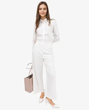 Rareism Women Noahti White Cotton Fabric Trouser