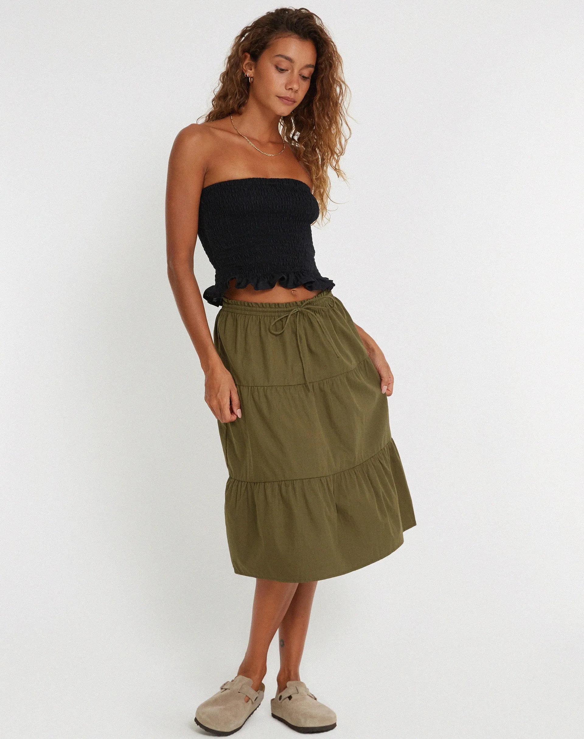 Reef Midi Skirt in Loden Green