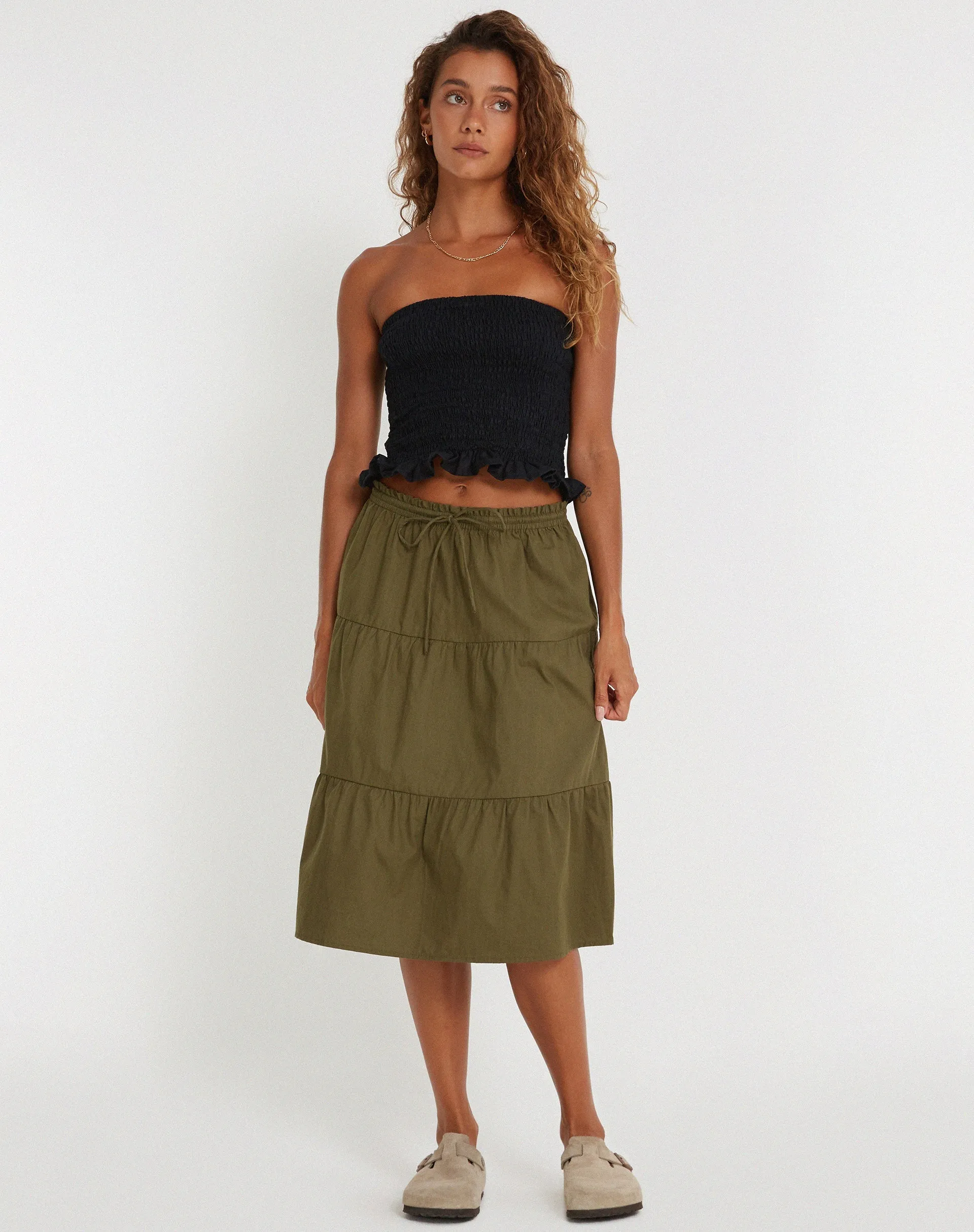 Reef Midi Skirt in Loden Green