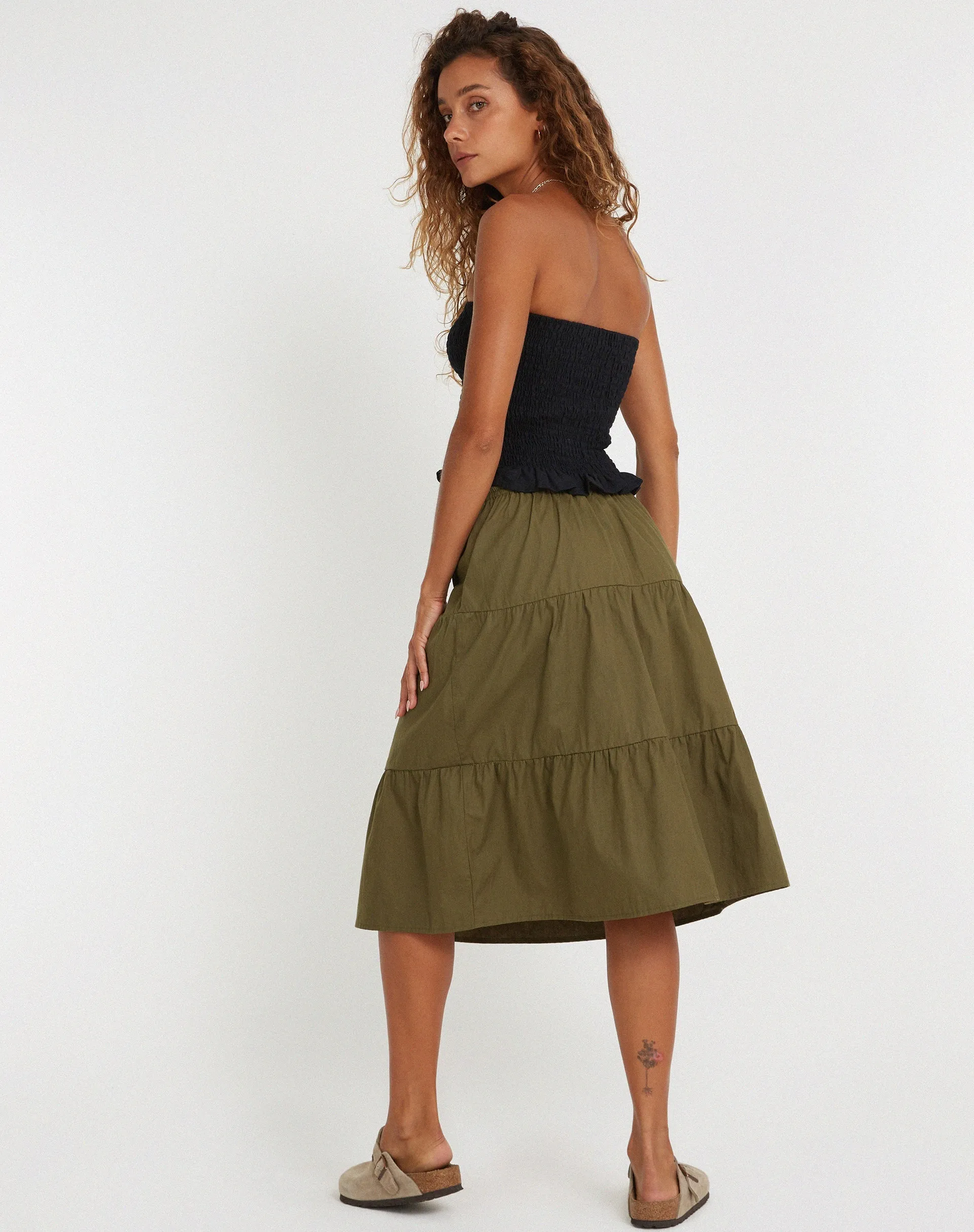 Reef Midi Skirt in Loden Green