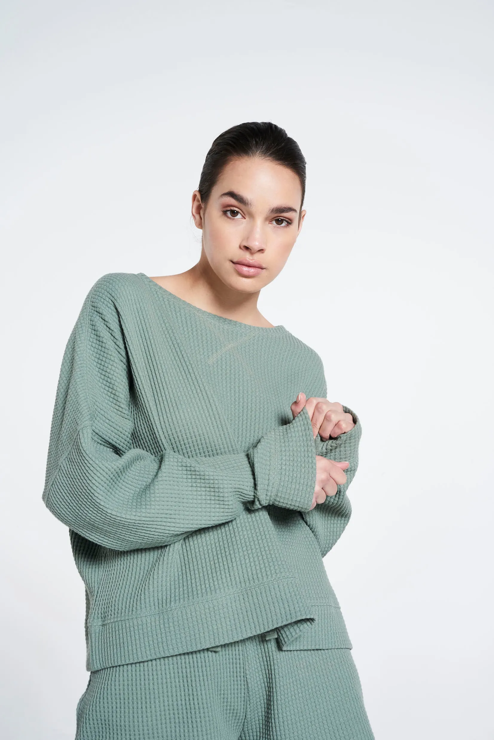 Relaxed fit structured sweater - White