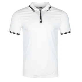 Remus Uomo Zip Contrast Polo Shirt in White