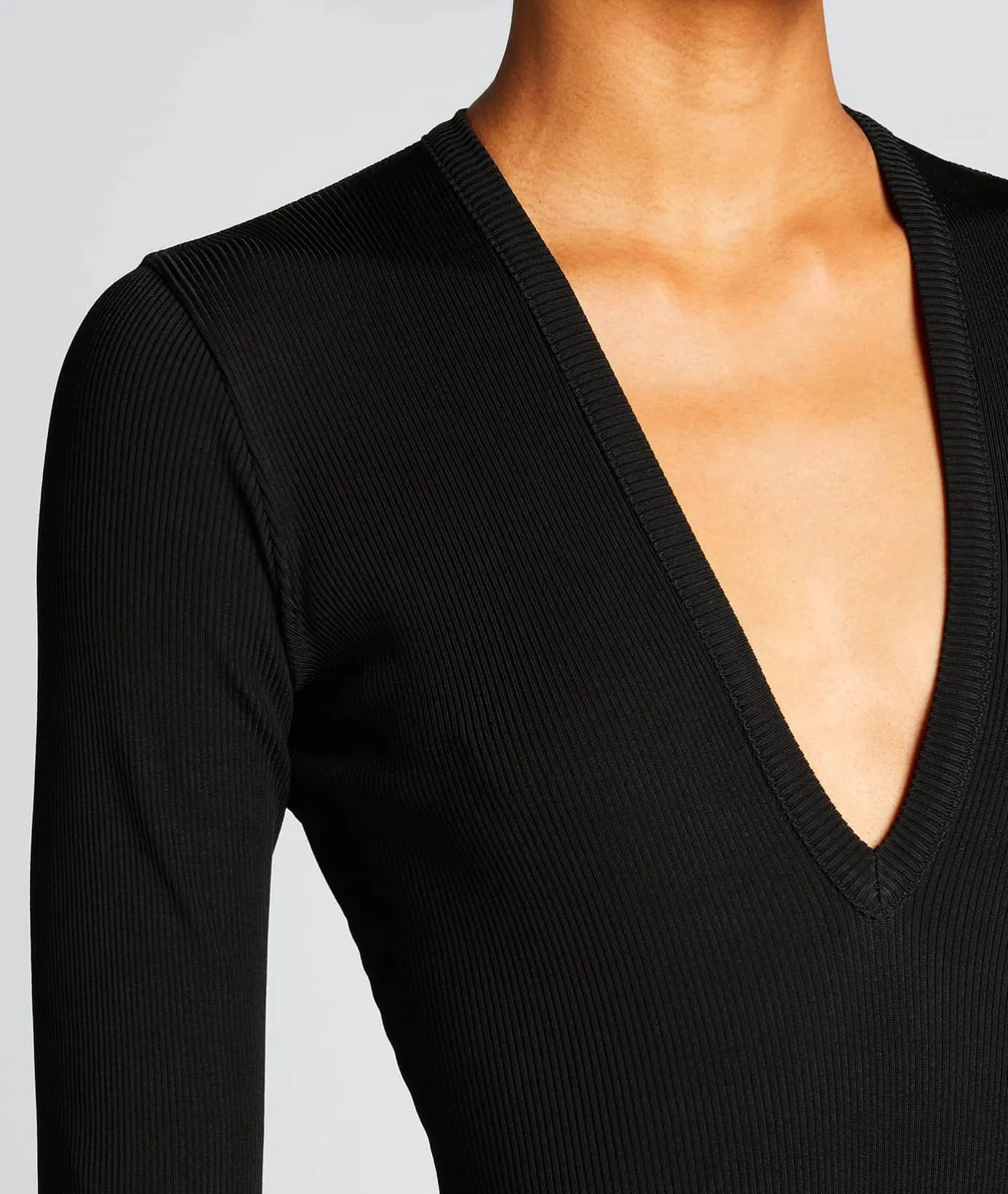 Rib Deep V Front Bodysuit