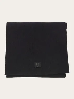 Rib knit wool scarf - Black Jet