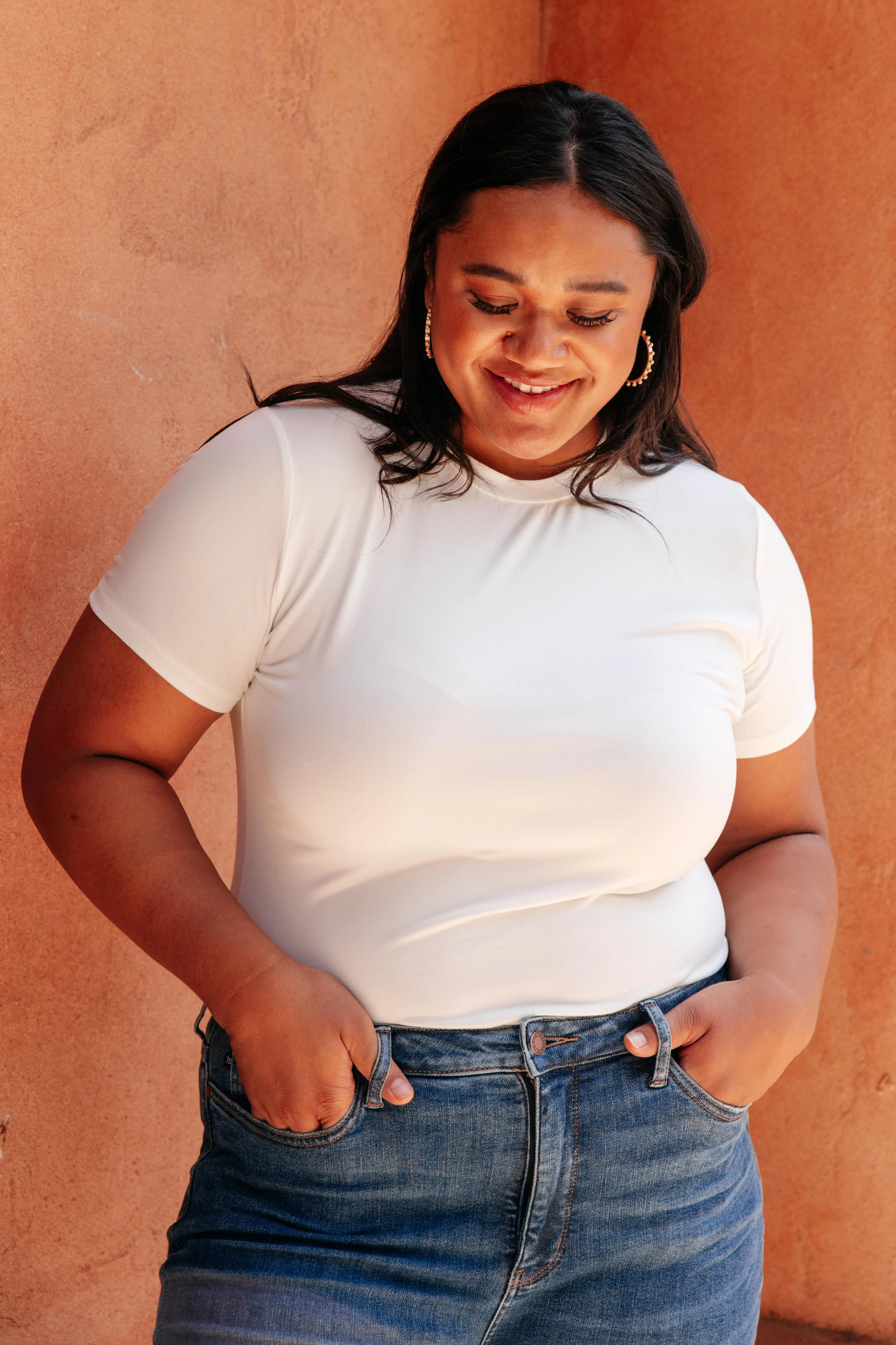 Round Neck Bodysuit In White