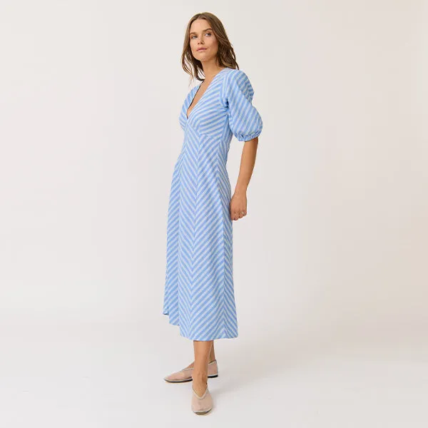 Roza Midi Stripe Dress - Ocean Stripe