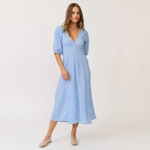 Roza Midi Stripe Dress - Ocean Stripe