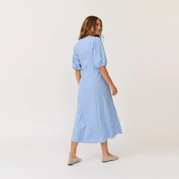 Roza Midi Stripe Dress - Ocean Stripe