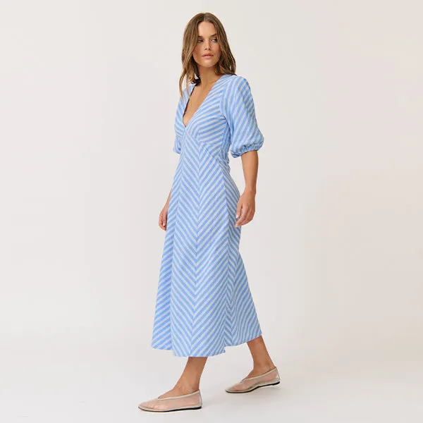 Roza Midi Stripe Dress - Ocean Stripe