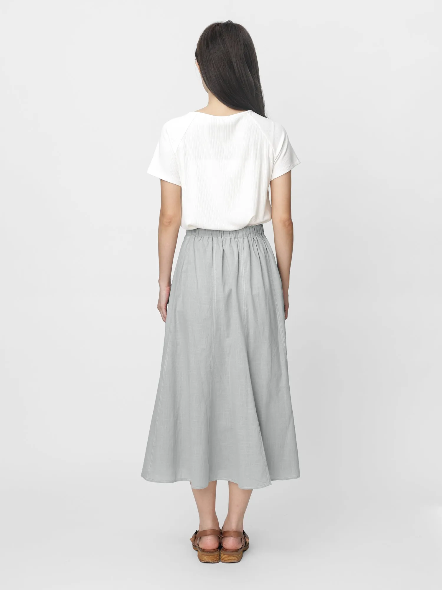 Ruth Contrast Stitching Midi Skirt