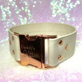 Sample Sale - Bold Side Squeeze Buckle Collar - Cream and Rose Gold - 13"