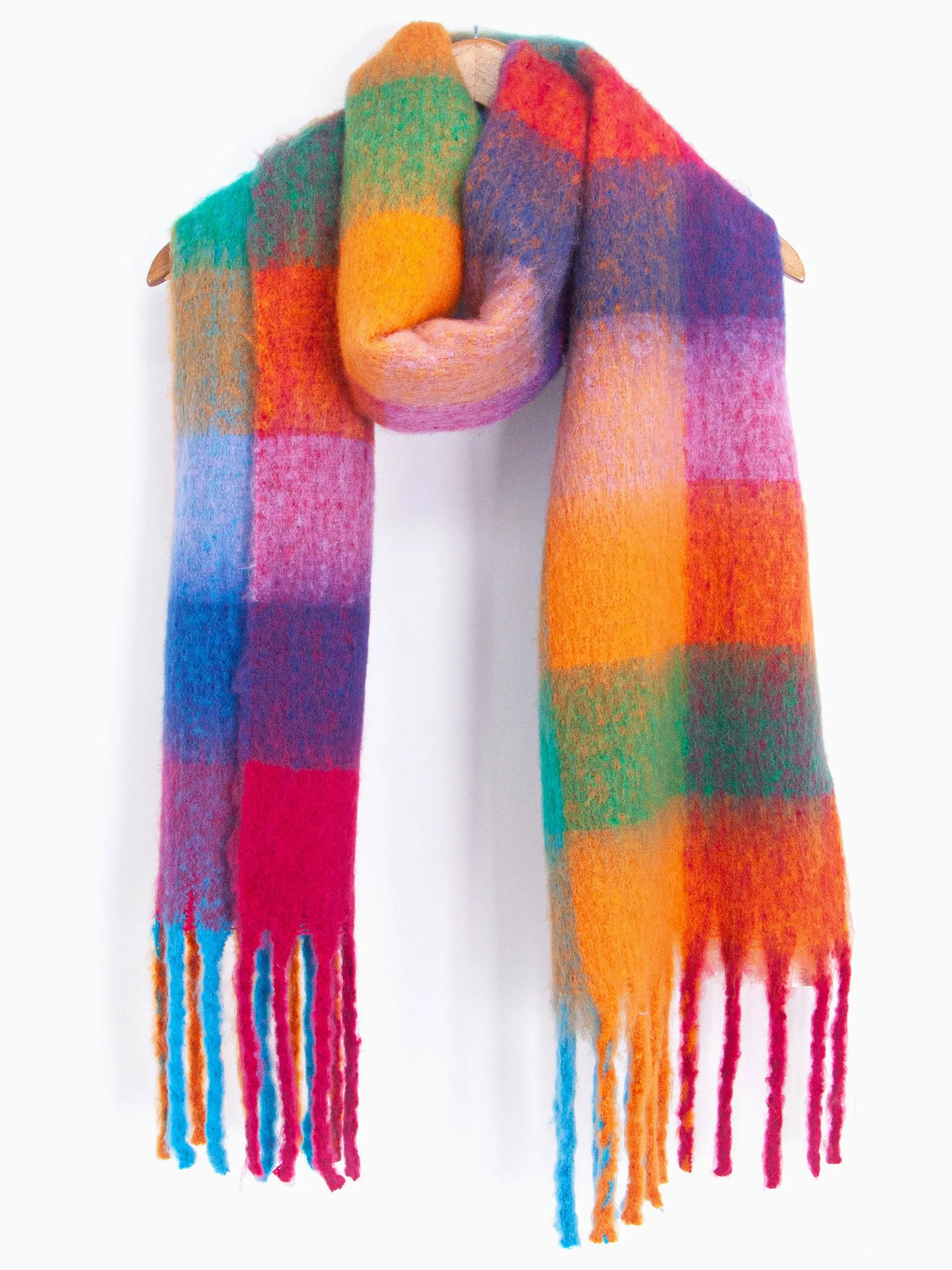 Sara Heavyweight Scarf - Blue/Orange, Check