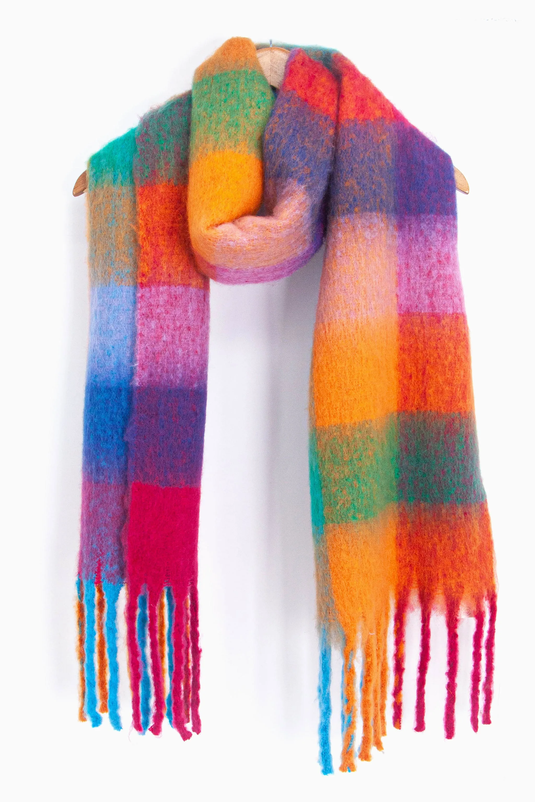 Sara Heavyweight Scarf - Blue/Orange, Check