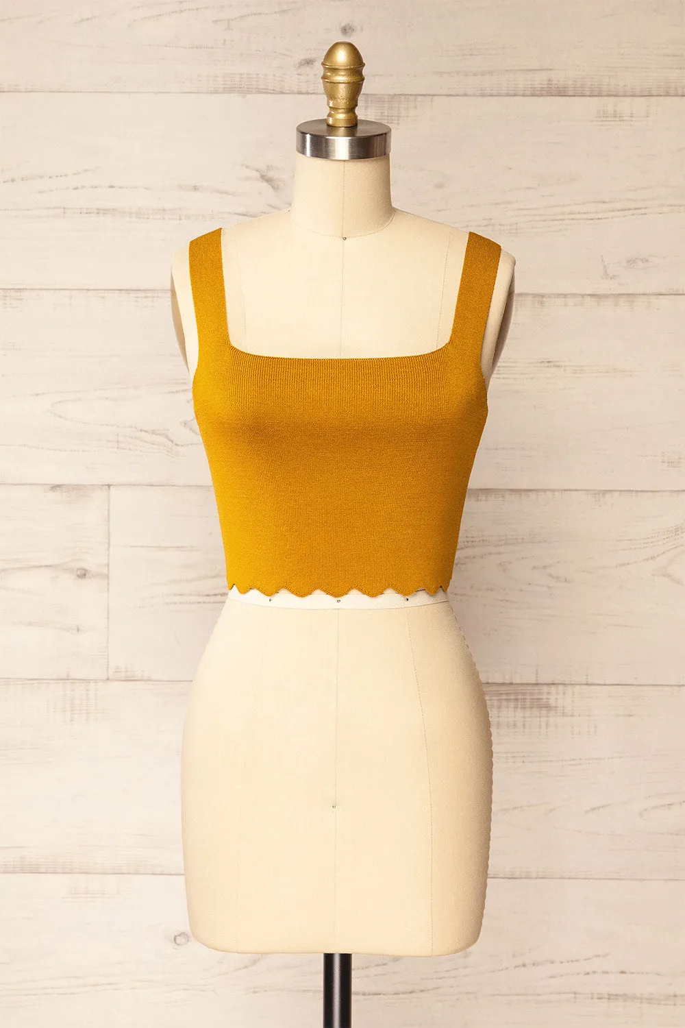 Shandaken Yellow | Cropped Top w/ Scalloped Hem