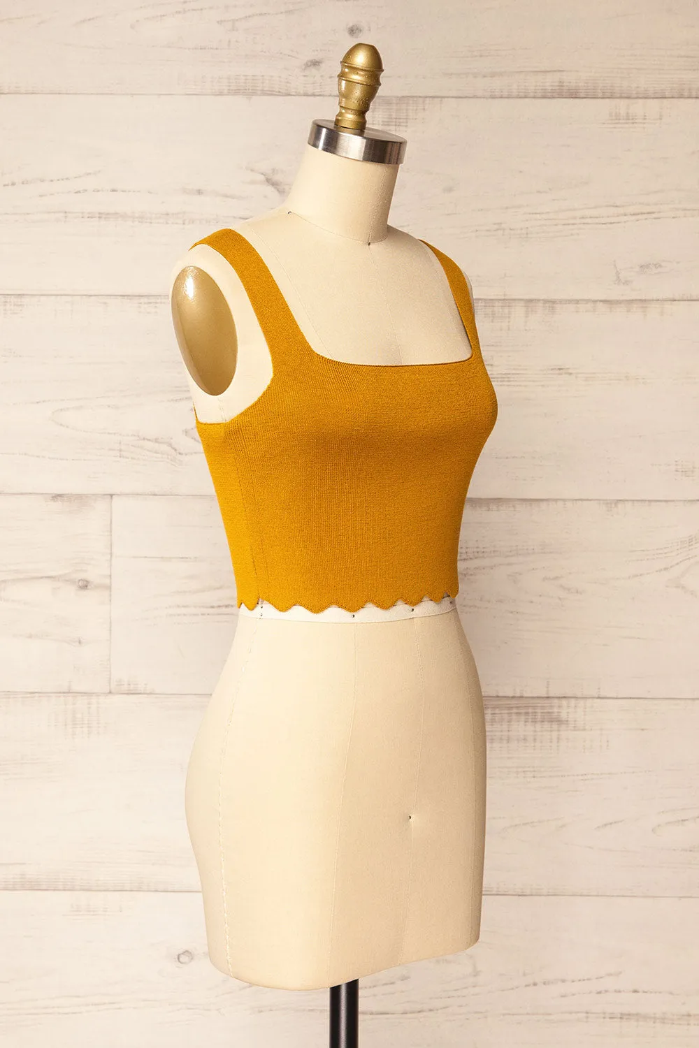 Shandaken Yellow | Cropped Top w/ Scalloped Hem