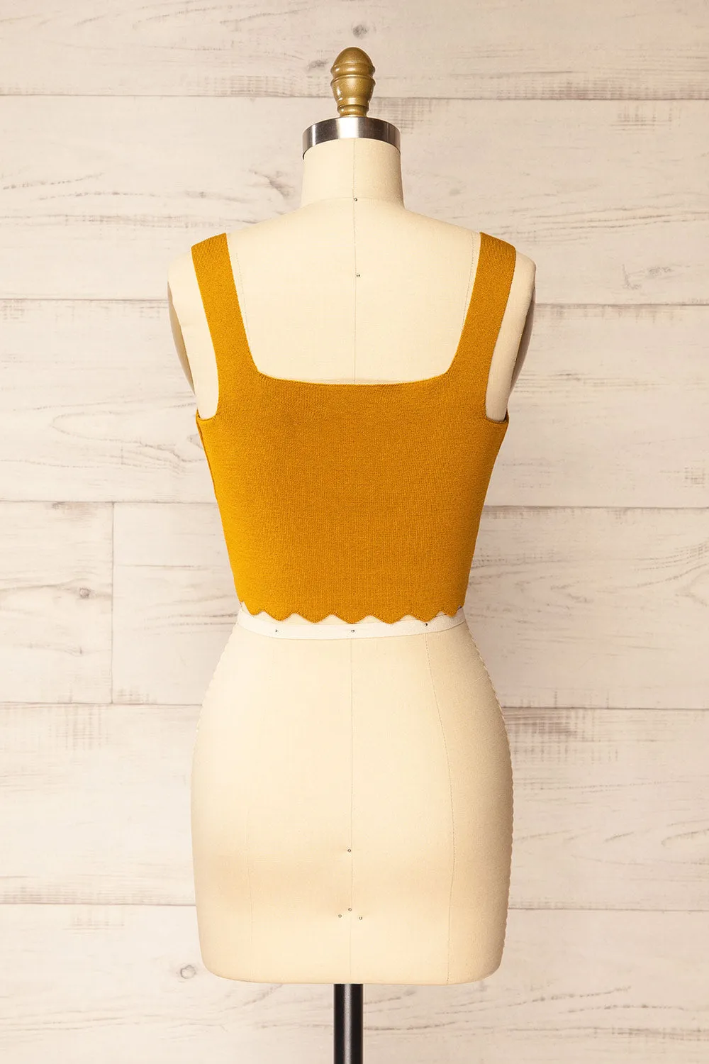 Shandaken Yellow | Cropped Top w/ Scalloped Hem