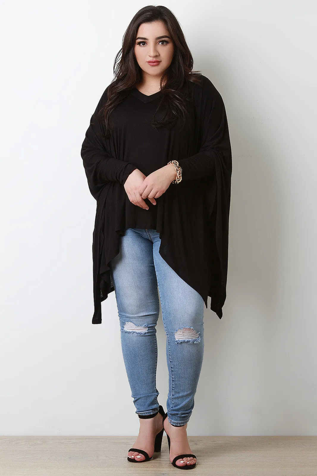 Shark Bite Dolman Sleeve Top