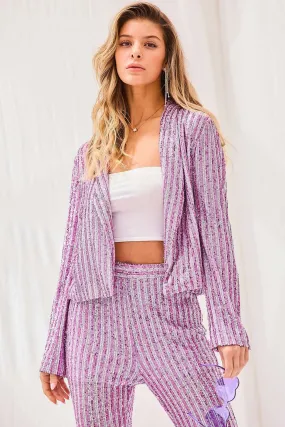 Show Stopper Shawl Collar Sequin Stripe Jacket