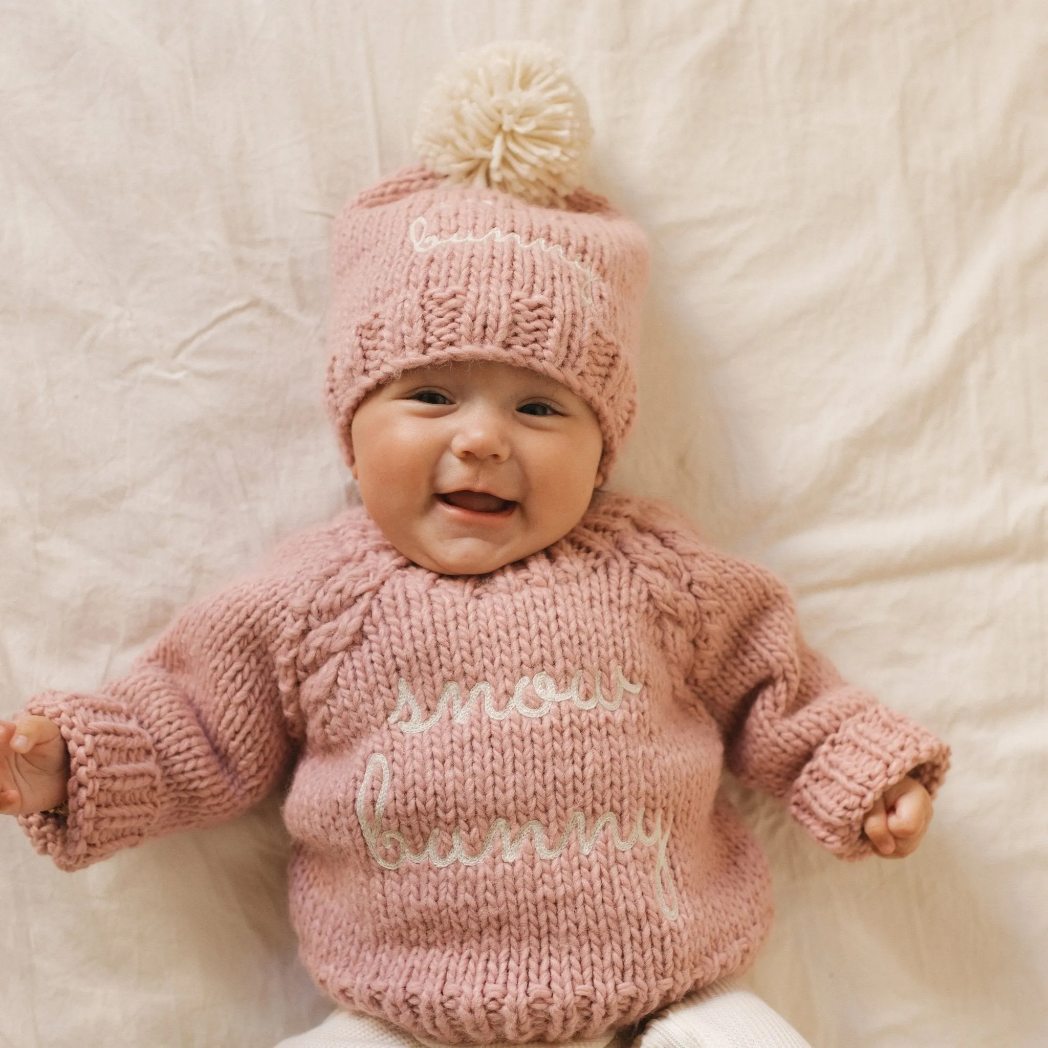 Snow Bunny Rosy Beanie Hat for Baby & Kids