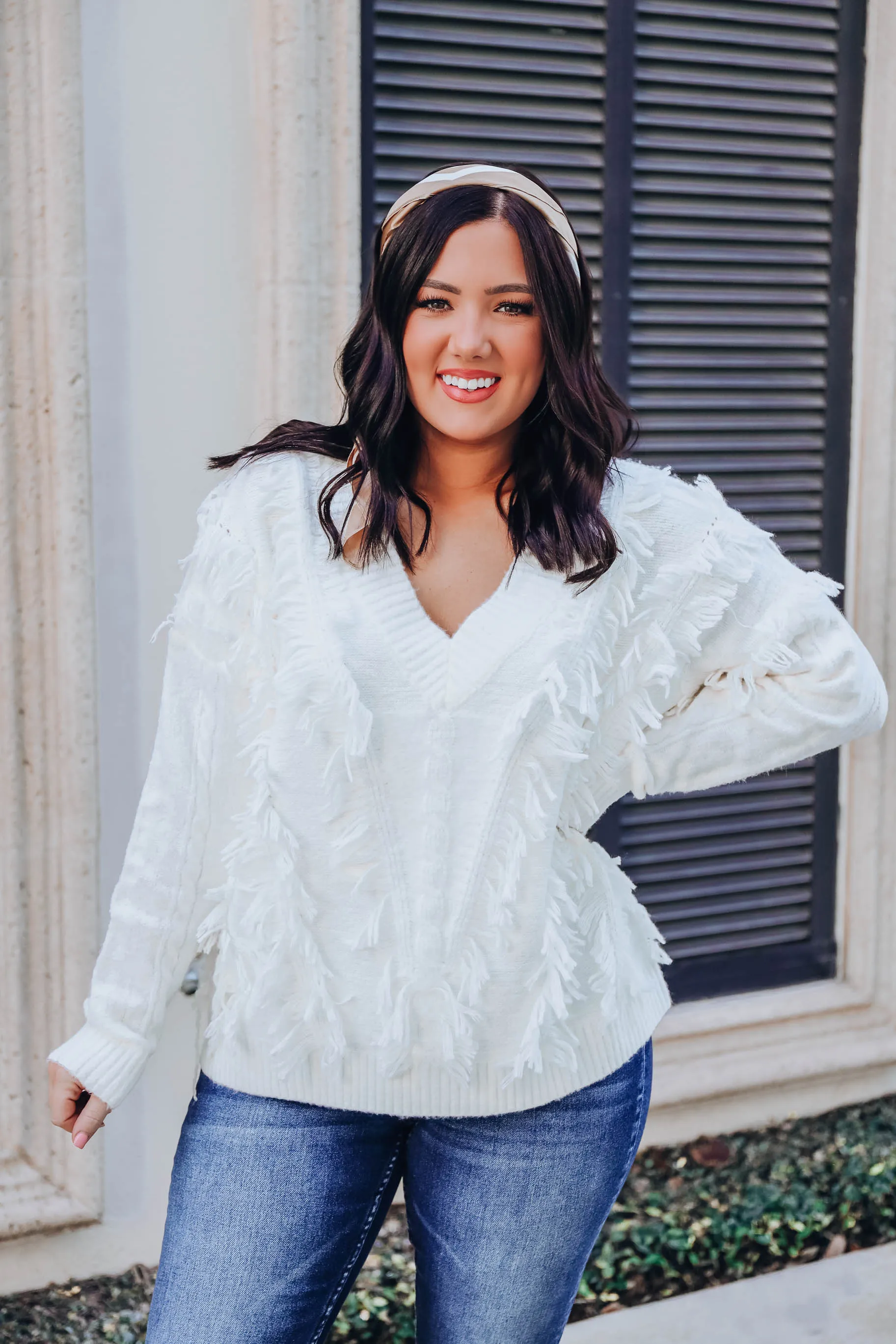 Snow Flurry Distressed Sweater