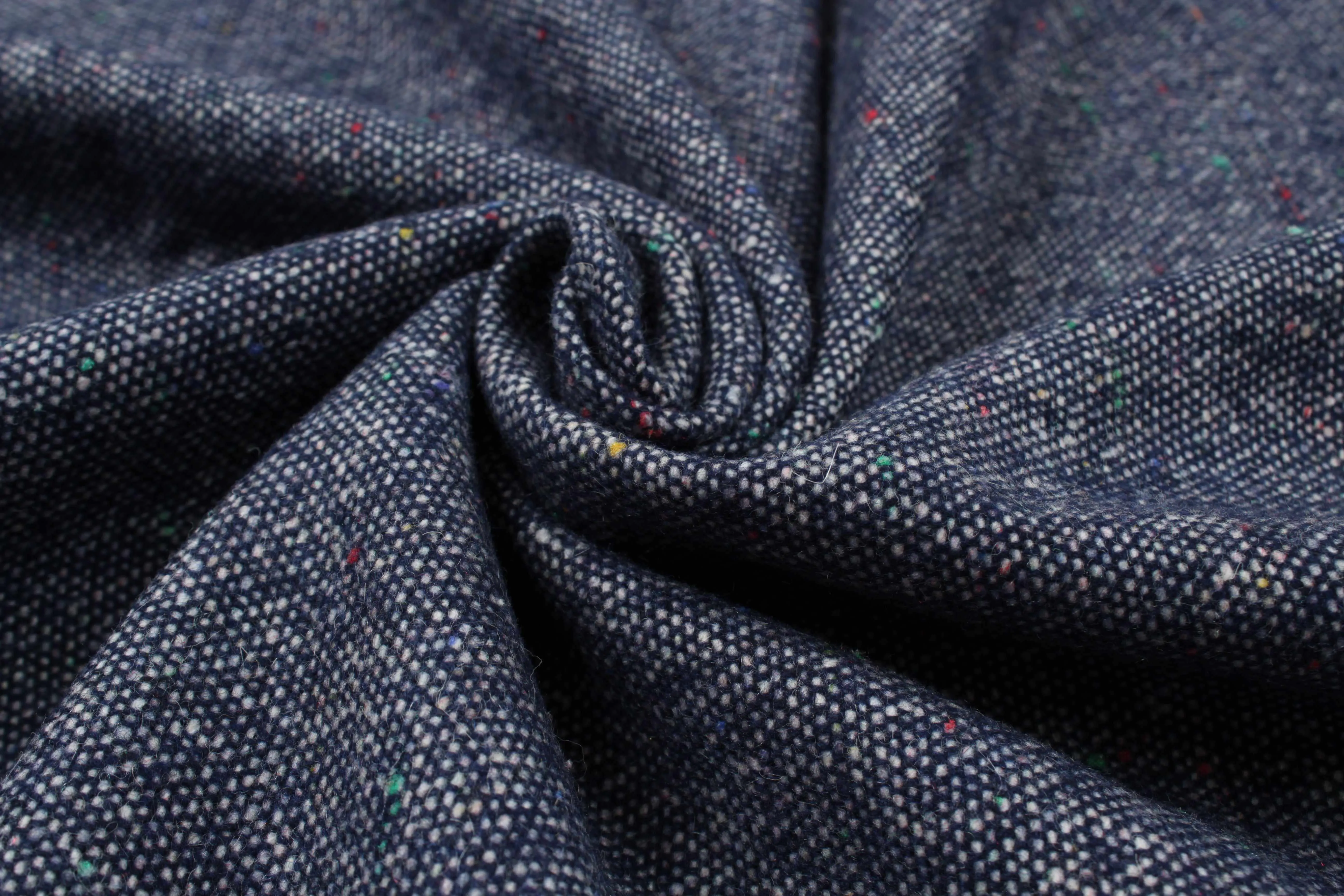 Soft Melange Wool Blend for Coats - Navy Blue