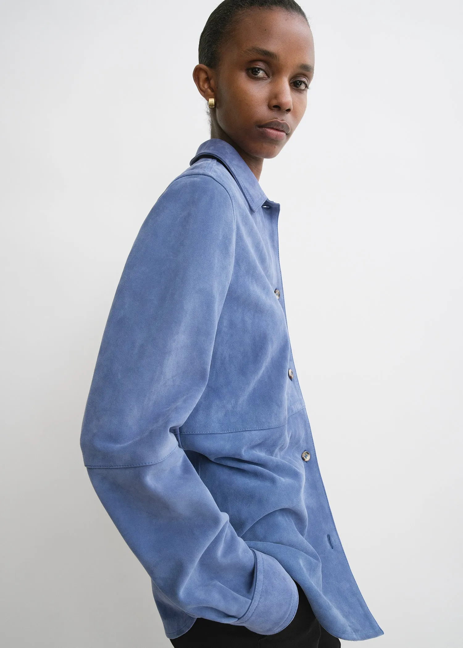 Soft suede shirt vibrant blue