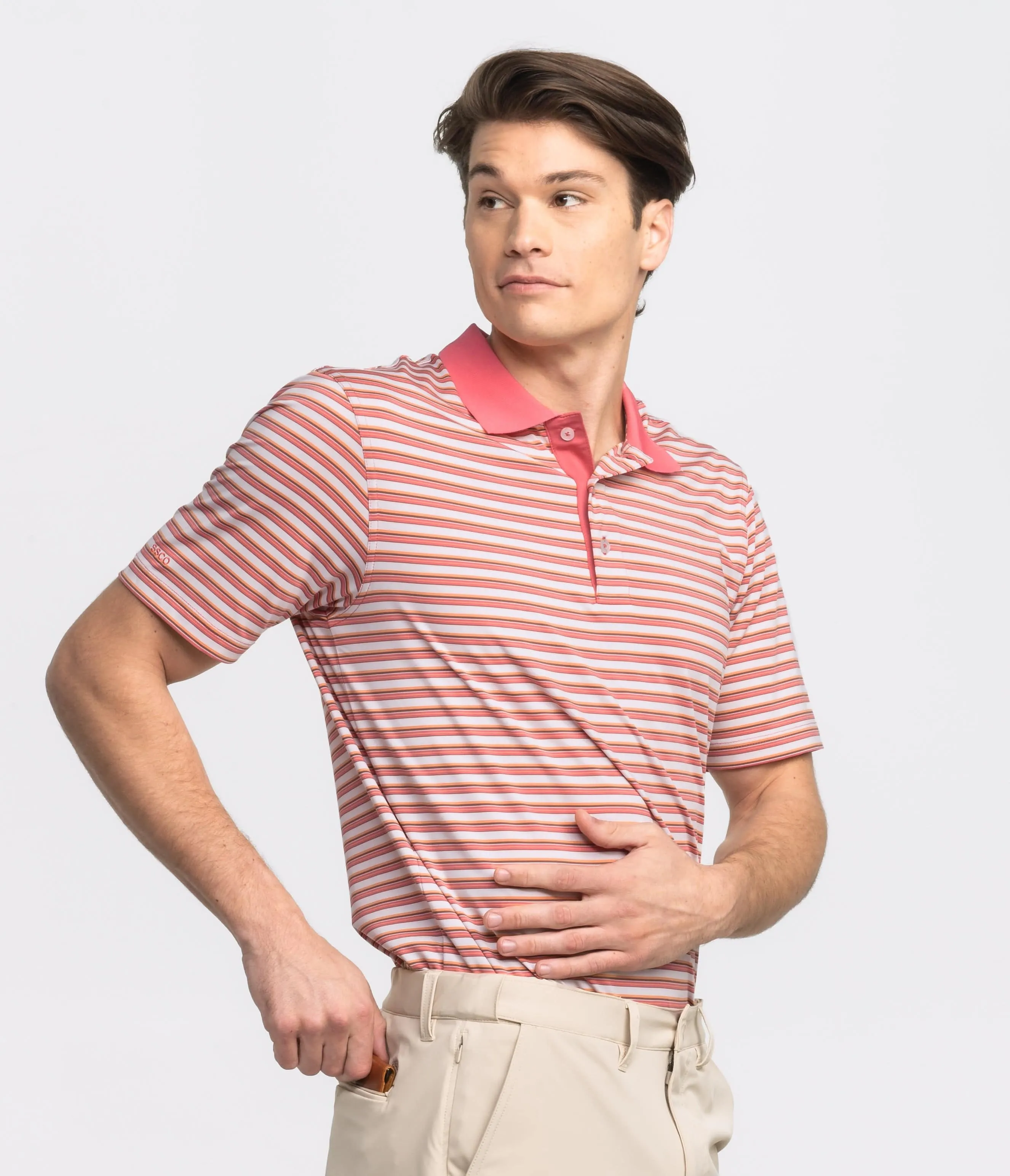 Somerset Stripe Polo - Dusty Sunrise