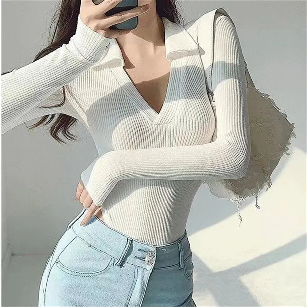 Spring Summer Slim Fit Sexy V-neck Jumpsuit  Basic Top Casual Hotsweet Undershirt Women Bodysuit Lingerie Sleepwear Short Sleeve