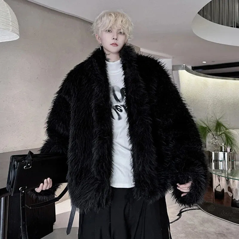 Stand Collar Faux Fur Jacket