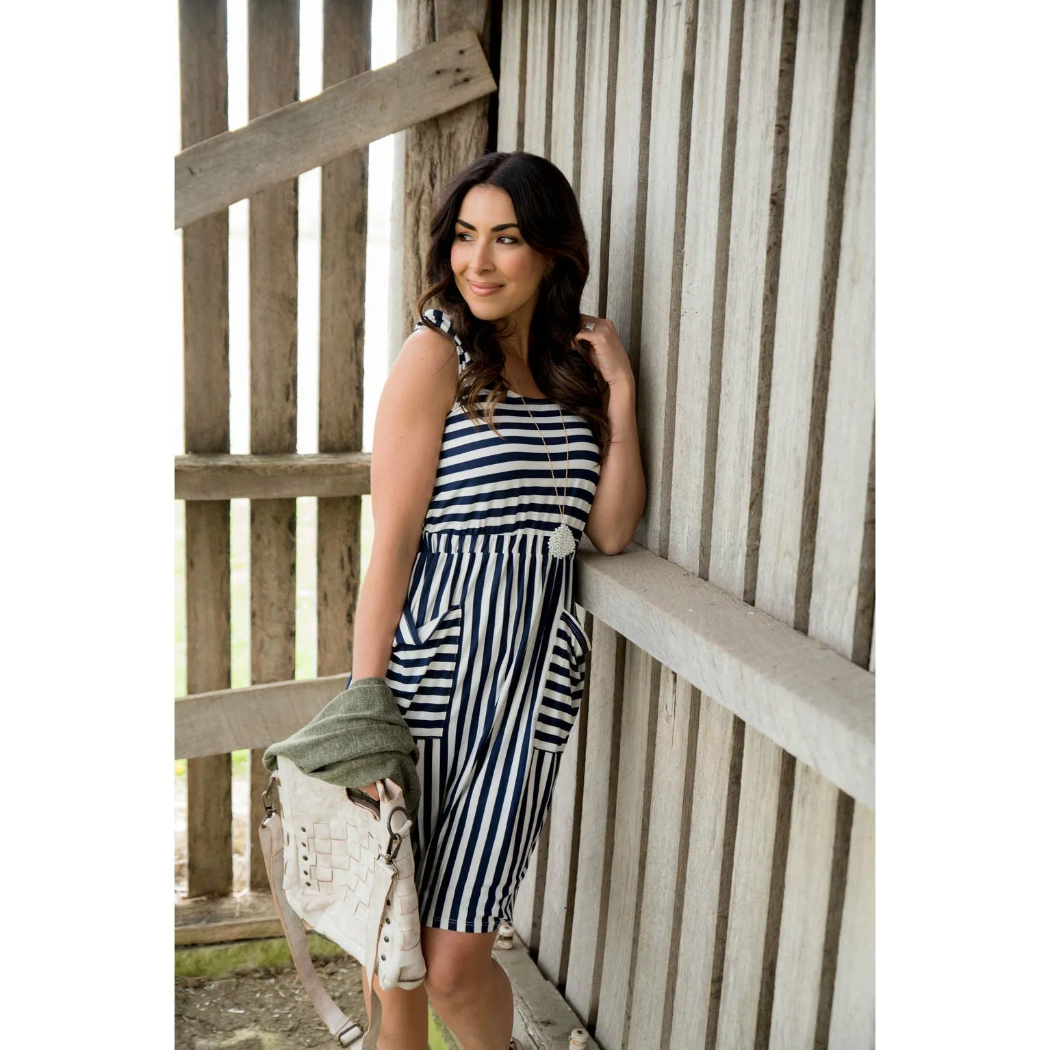 Striped Tie Top Tank Dress