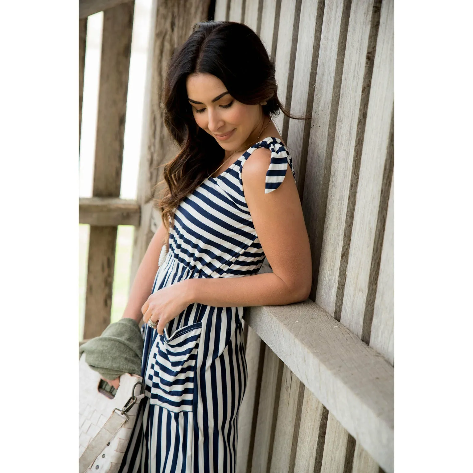 Striped Tie Top Tank Dress