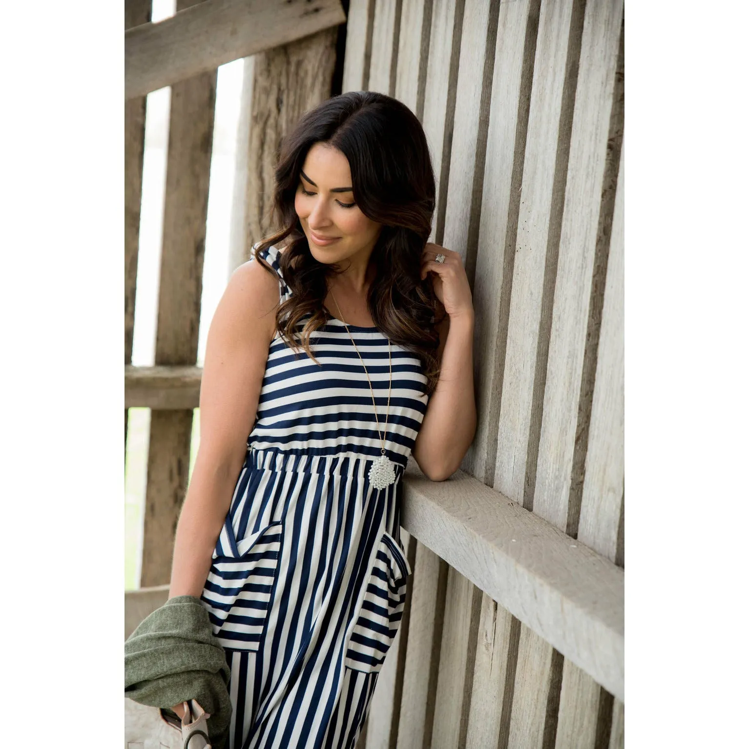 Striped Tie Top Tank Dress