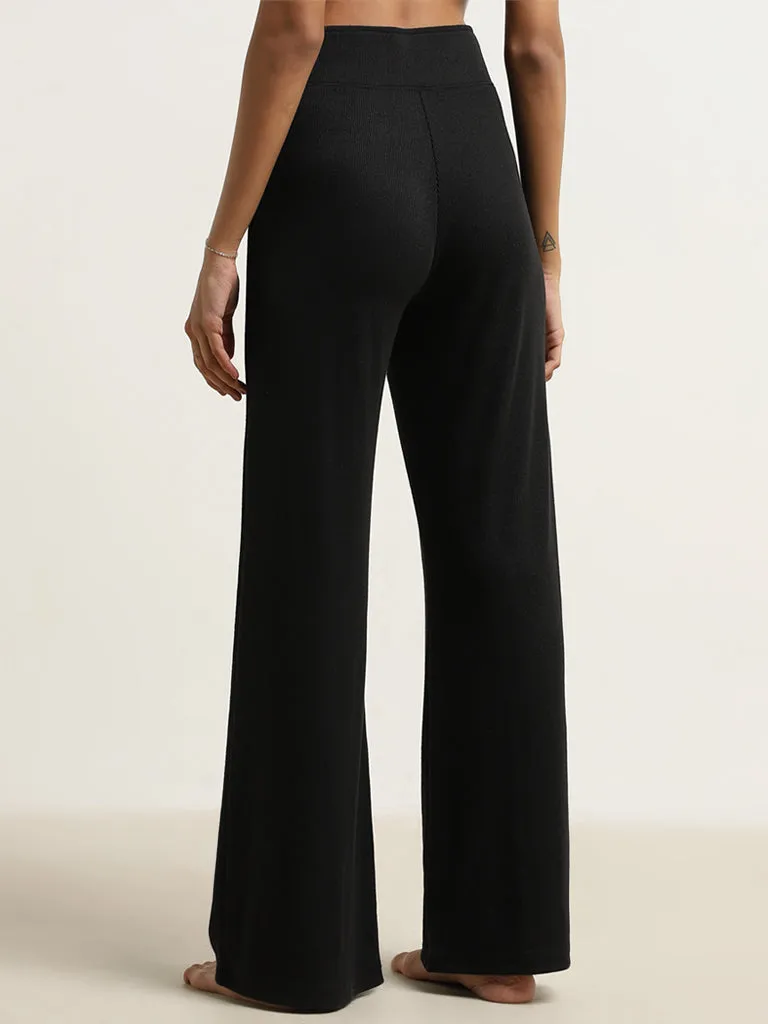 Superstar Black Criss-Cross Waist High-Rise Pants