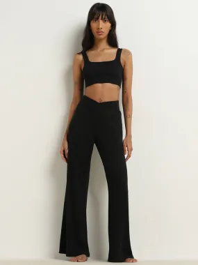 Superstar Black Criss-Cross Waist High-Rise Pants