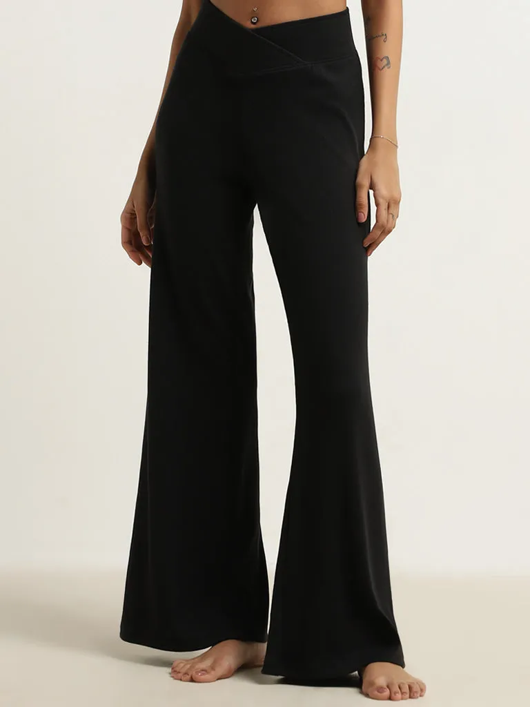 Superstar Black Criss-Cross Waist High-Rise Pants