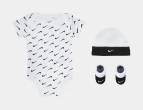 Swoosh Essentials 3pc Infant Toddler Set (White/Black)