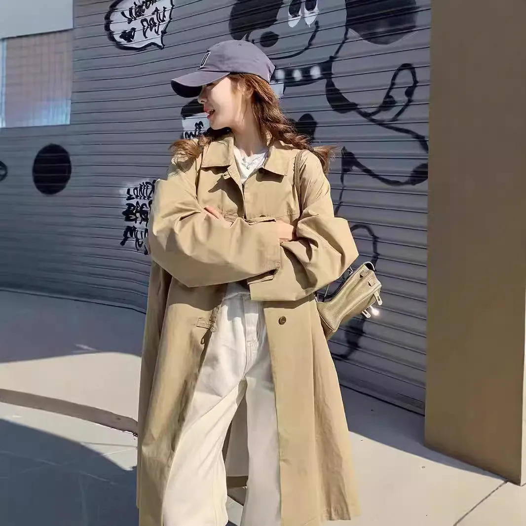 TAVIMART  -  Khaki Trench Coat Women's Mid-Length Spring and Autumn New High-Grade Coat Small British Style Coat Korean Style