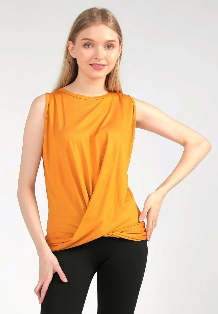 Td Active LSA24 Yoga Pleated Tank Top Polos Kuning Mustard