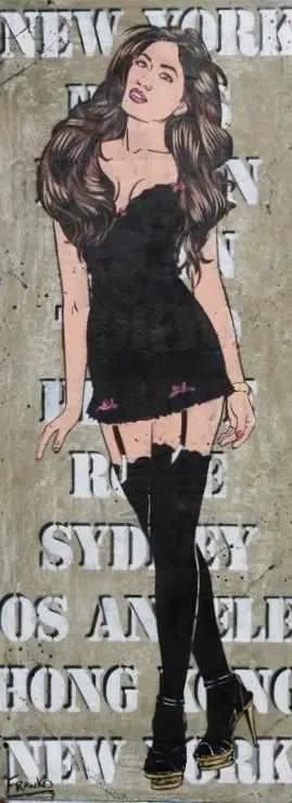 Teddy 160cm x 60cm Sexy Lingerie Concrete Pop Art Painting (SOLD)