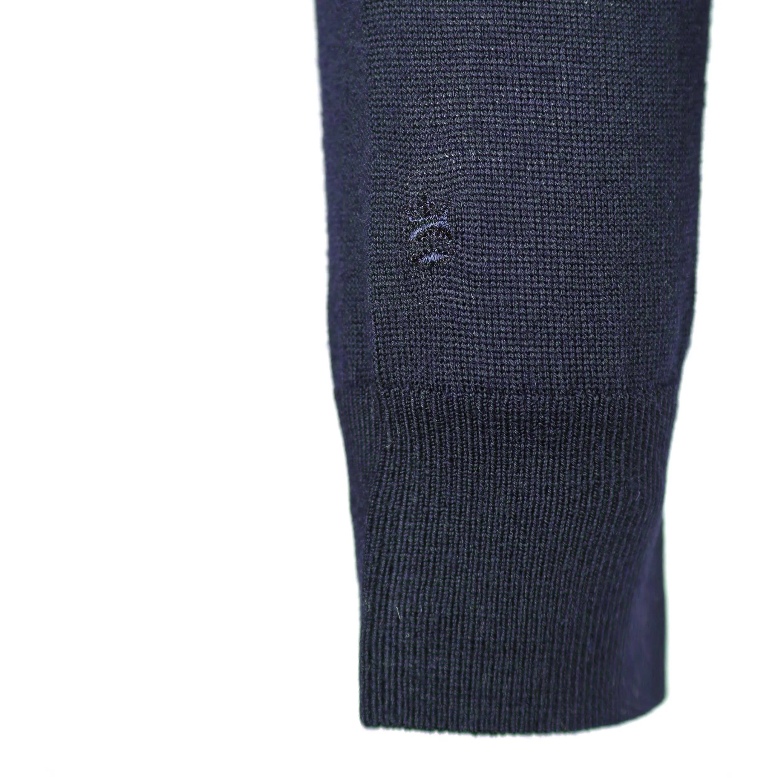 Thomas Maine 3 Button Long Sleeve Knitted Polo in Navy