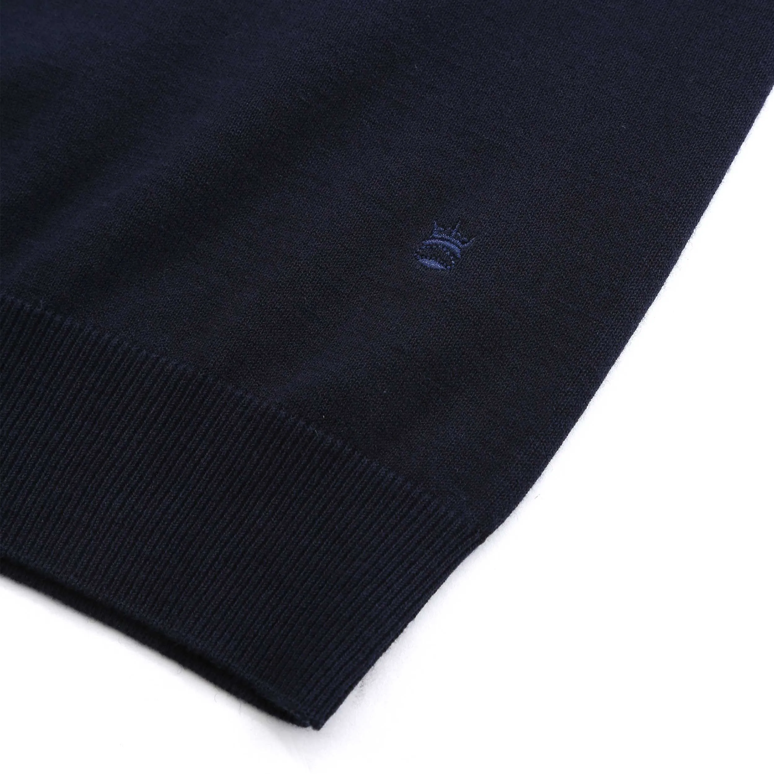 Thomas Maine Open Neck Knit Polo in Navy