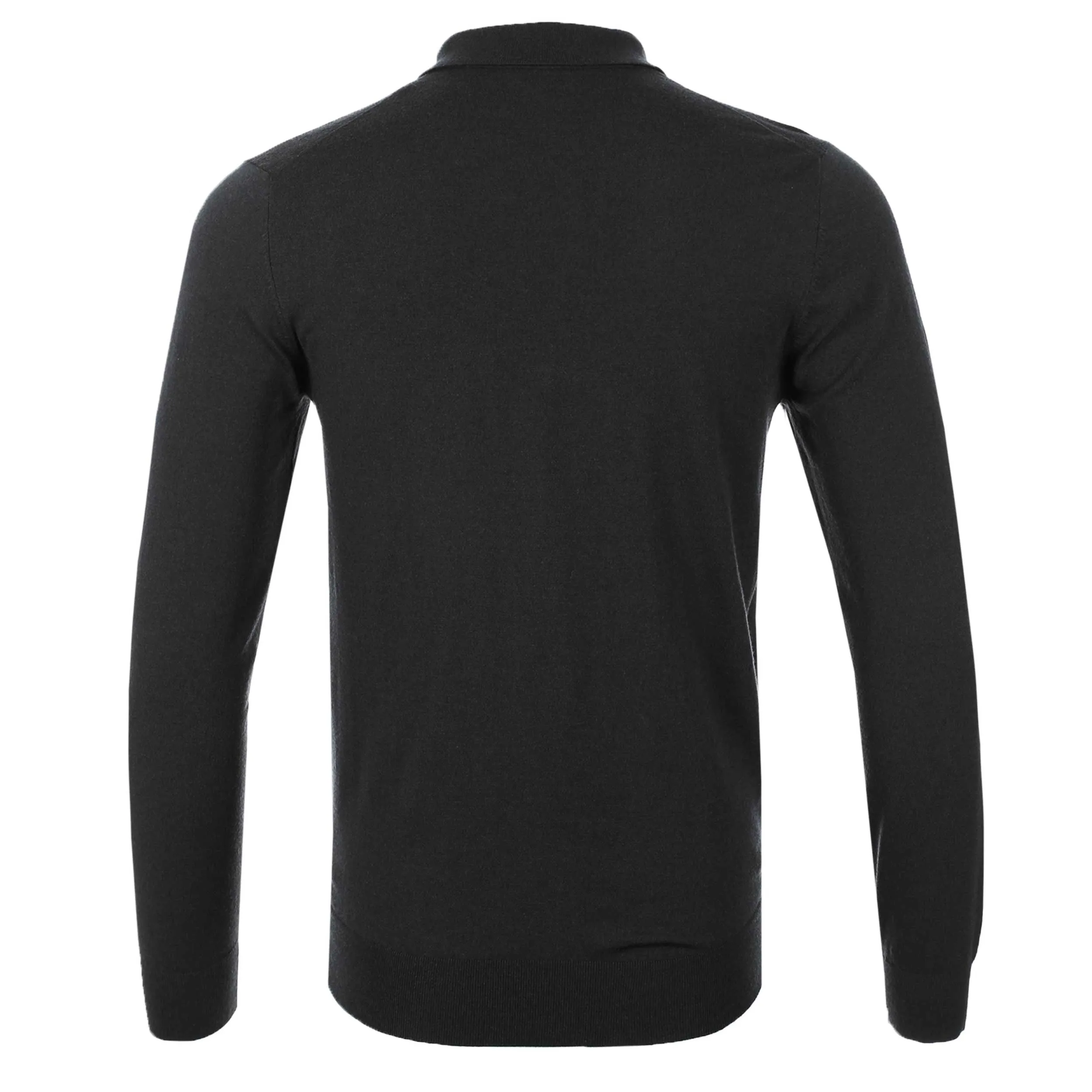 Thomas Maine Zip Knit Polo Shirt in Black