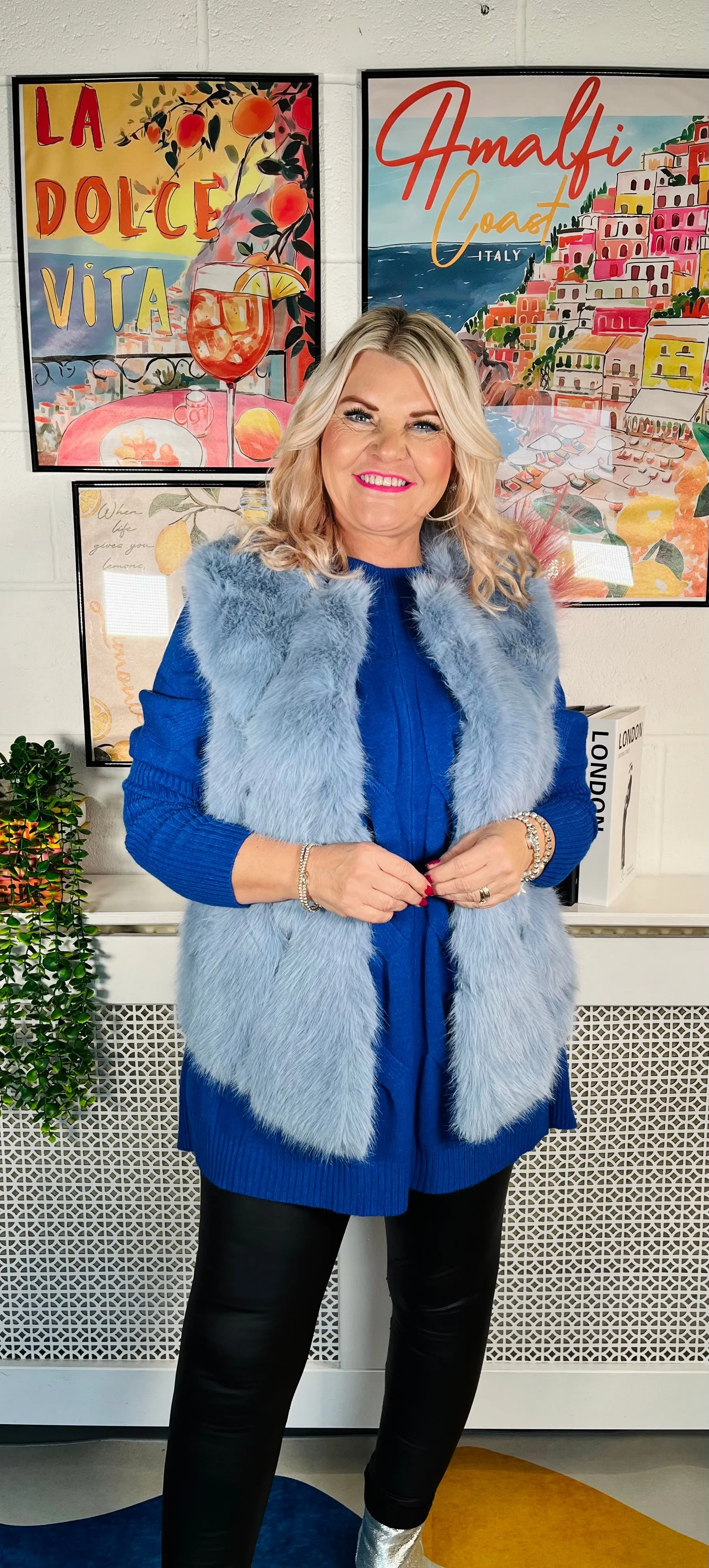 Tiffany Faux Fur Gilet - Icy Blue