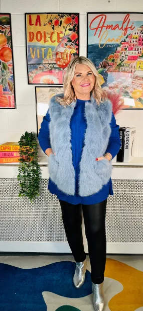 Tiffany Faux Fur Gilet - Icy Blue