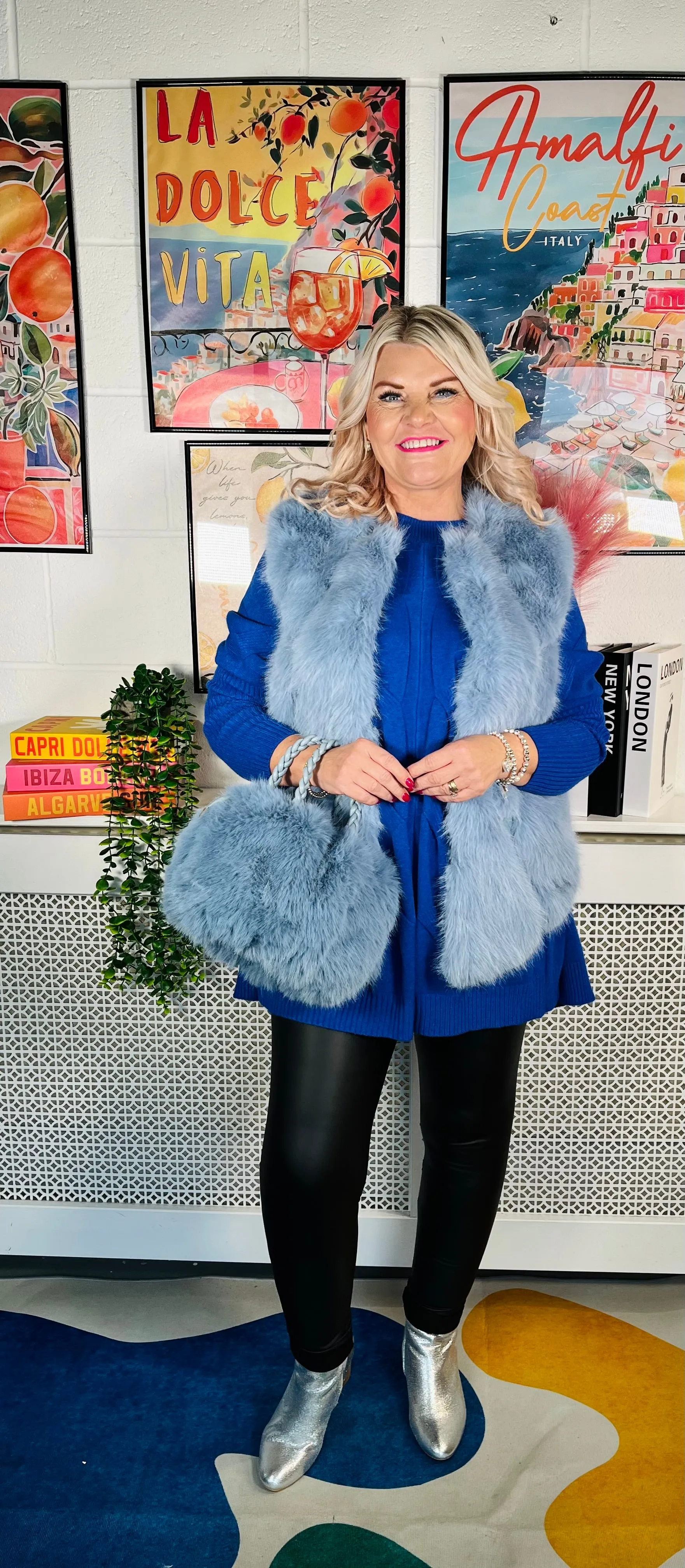 Tiffany Faux Fur Gilet - Icy Blue