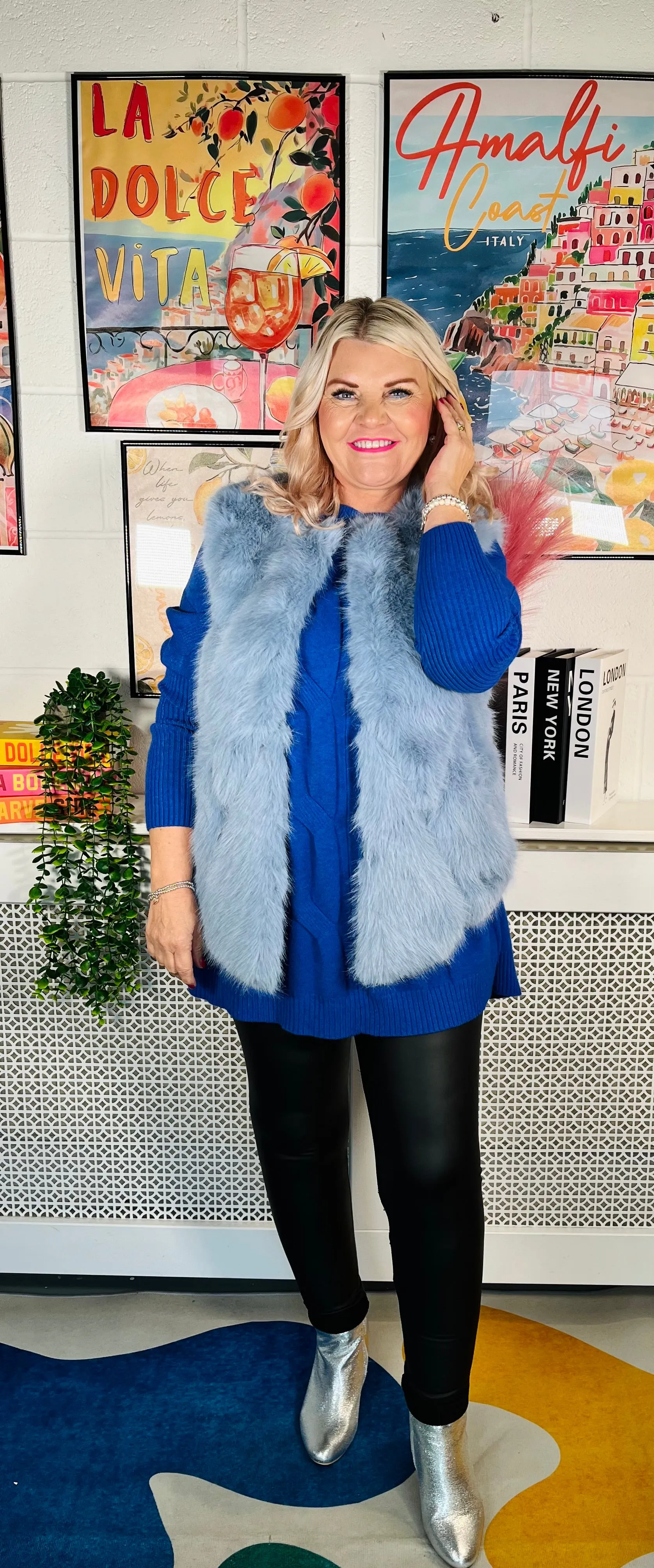 Tiffany Faux Fur Gilet - Icy Blue