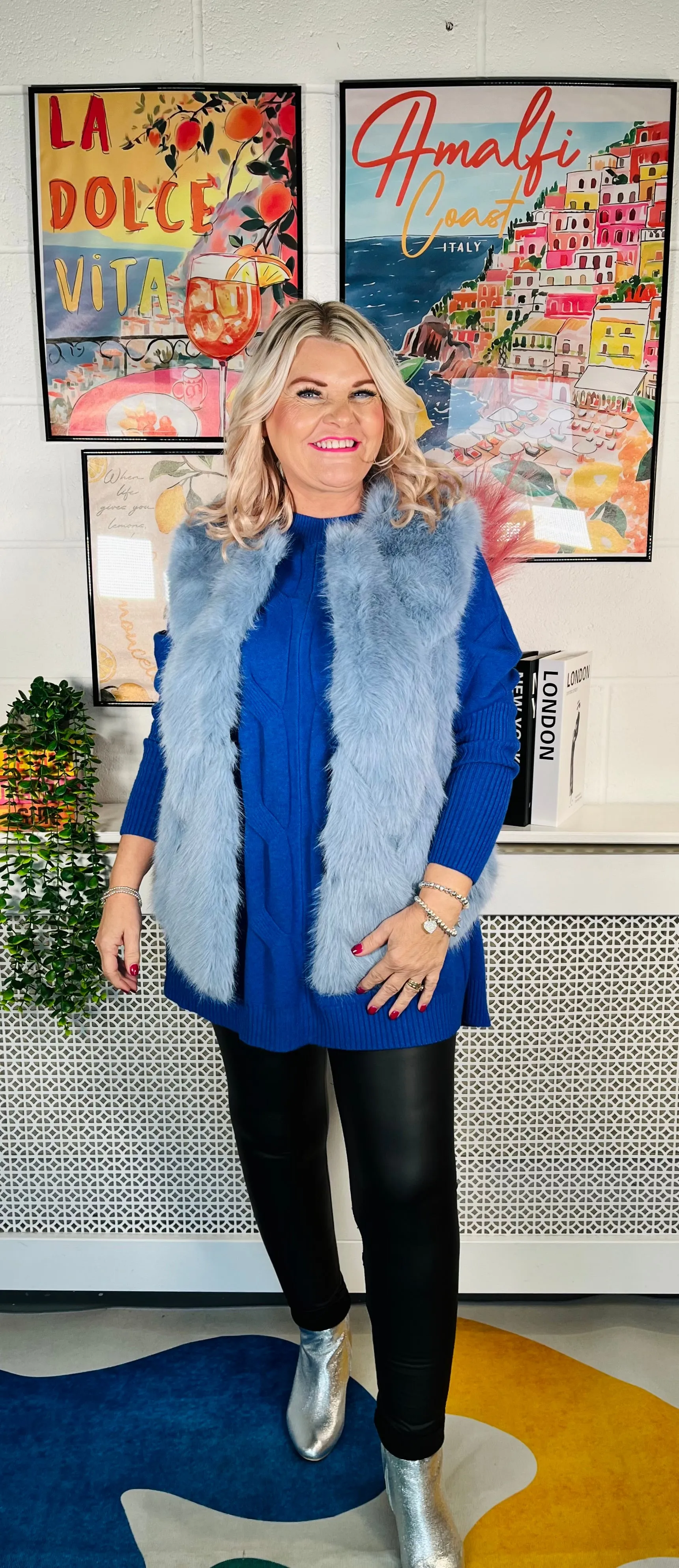 Tiffany Faux Fur Gilet - Icy Blue